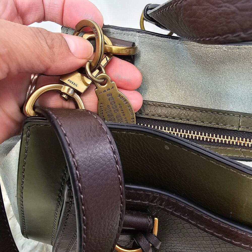 Fossil Women's Brooke Leather Satchel Green One size - Picture 7 of 8